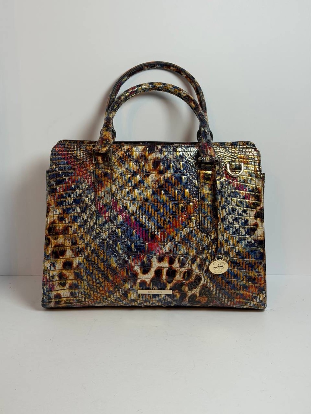 Brahmin Finley Satchel in the Trendsetter Melbourne Croc-Embossed Leather